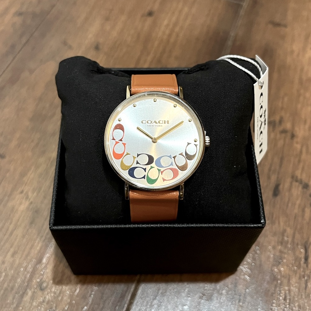Women's Perry Rainbow Signature C Quartz Analog Hazelnut Leather Strap Watch